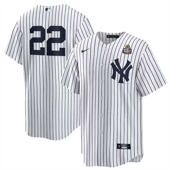 Mens New York Yankees #22 Juan Soto White 2024 World Series Cool Base Stitched Jersey Dzhi